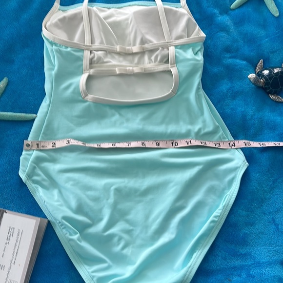 Kate Spade one piece bathing suit light aqua color size M. - Picture 4 of 5